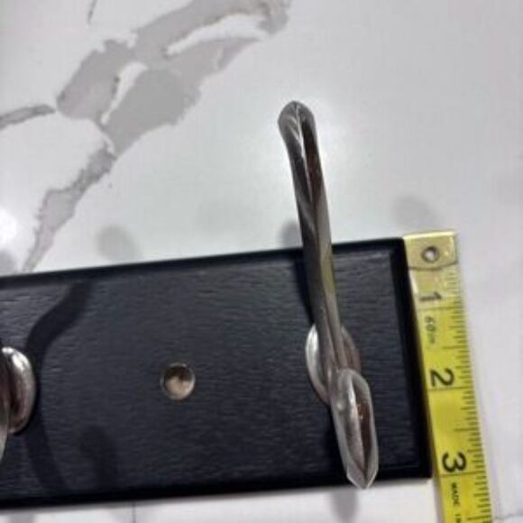 Black Decorative Scroll Die-cast Zinc Metal Silver 3-Hook Wall Hooks Fiberboard - Picture 9 of 10